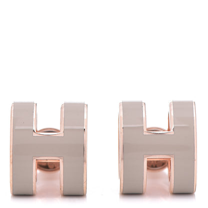 Hermes Rose Gold Lacquered Pop H Earrings Marron Glace 1 of 7
