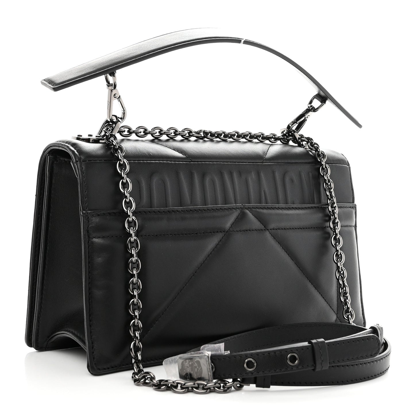 Lambskin Maxi Cannage 30 Montaigne Chain Top Handle Bag Black