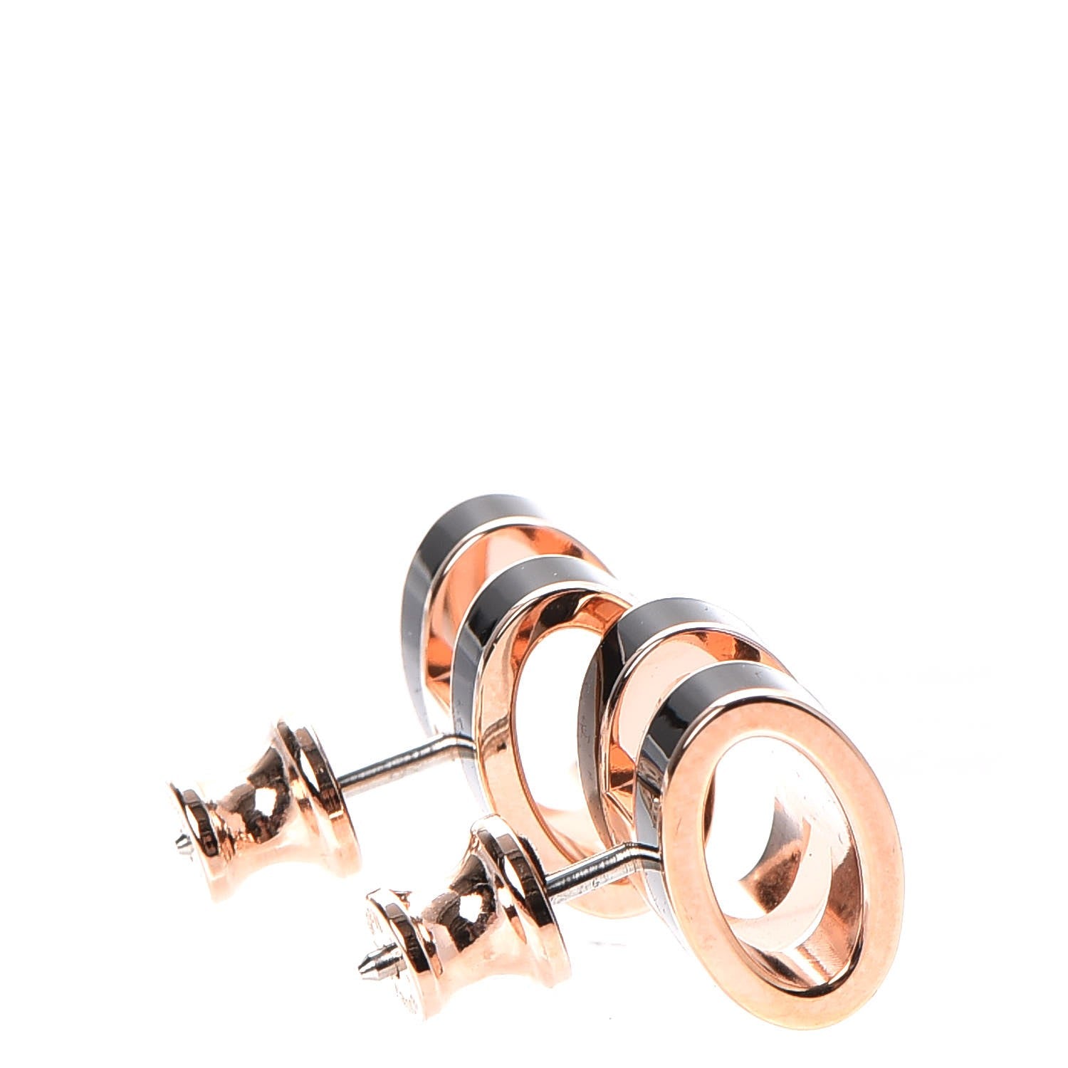 Hermes Rose Gold Lacquered Pop H Earrings Black 4 of 7