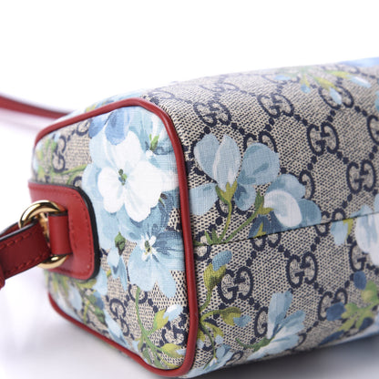 Gucci GG Supreme Monogram Blooms Mini Boston Navy Blue Hibiscus 7 of 12