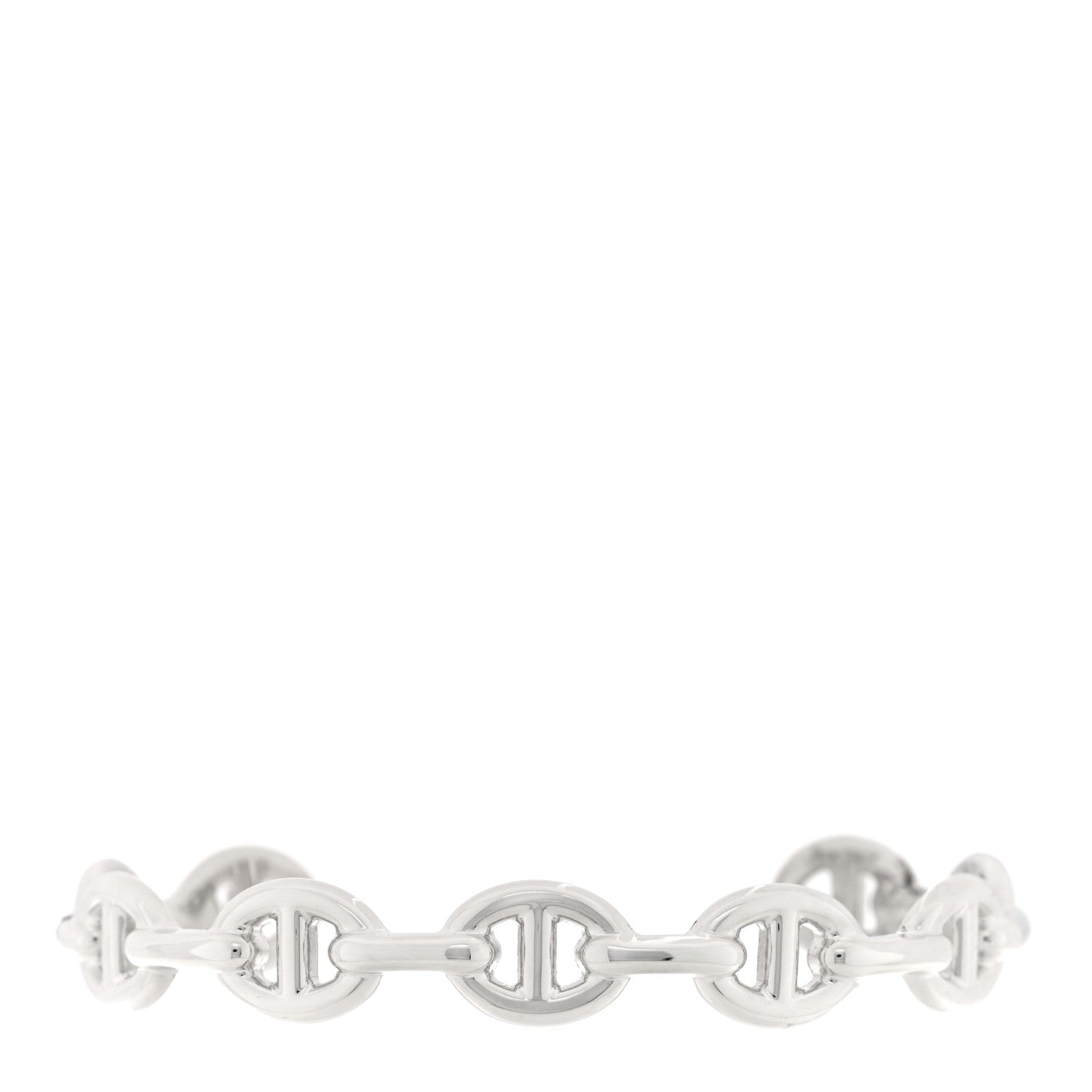 Hermes Sterling Silver MM Chaine d'Ancre Enchainee Cuff Bracelet LG 1 of 5