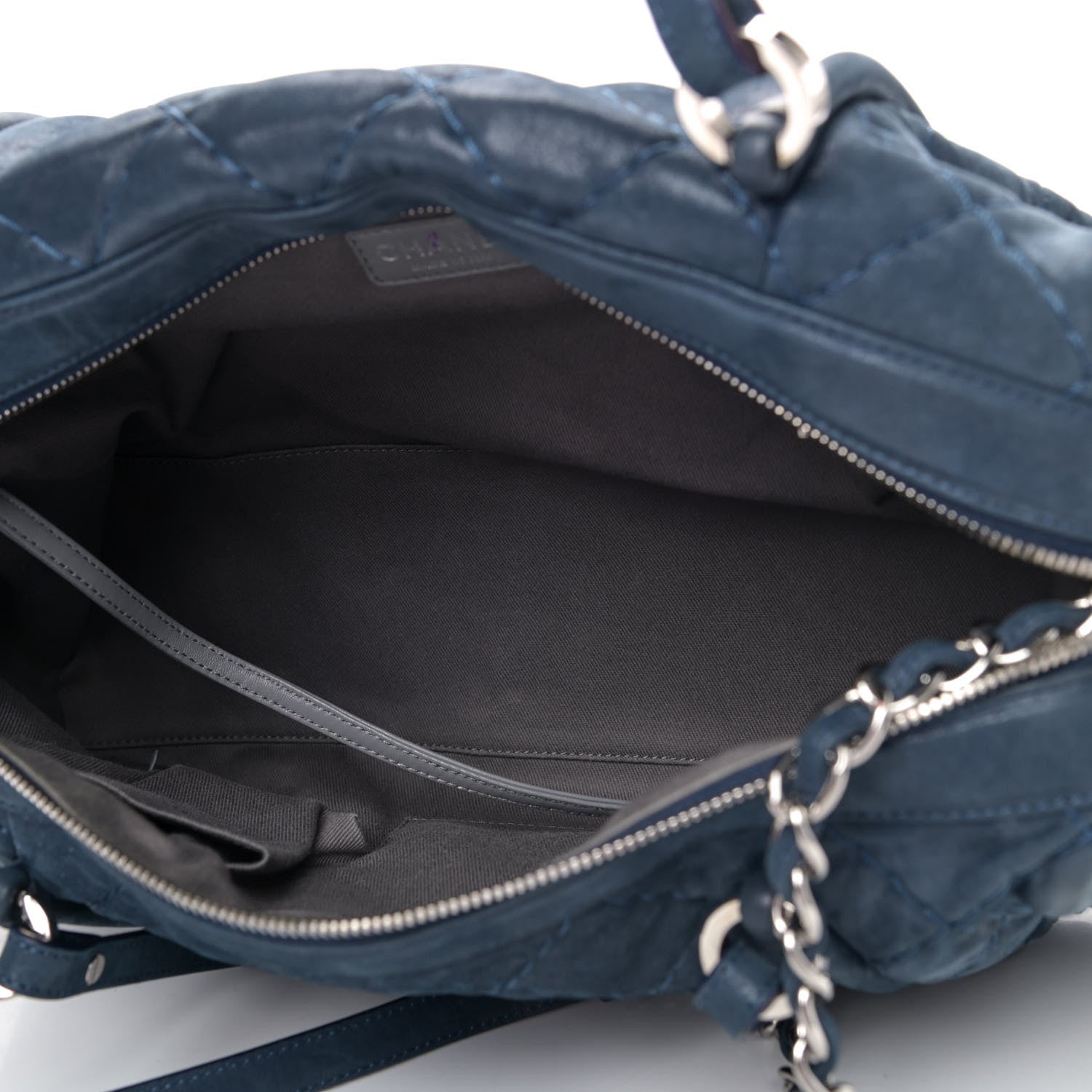 Chanel Iridescent Calfskin Quilted Relax CC Bowler Blue 4 of 5