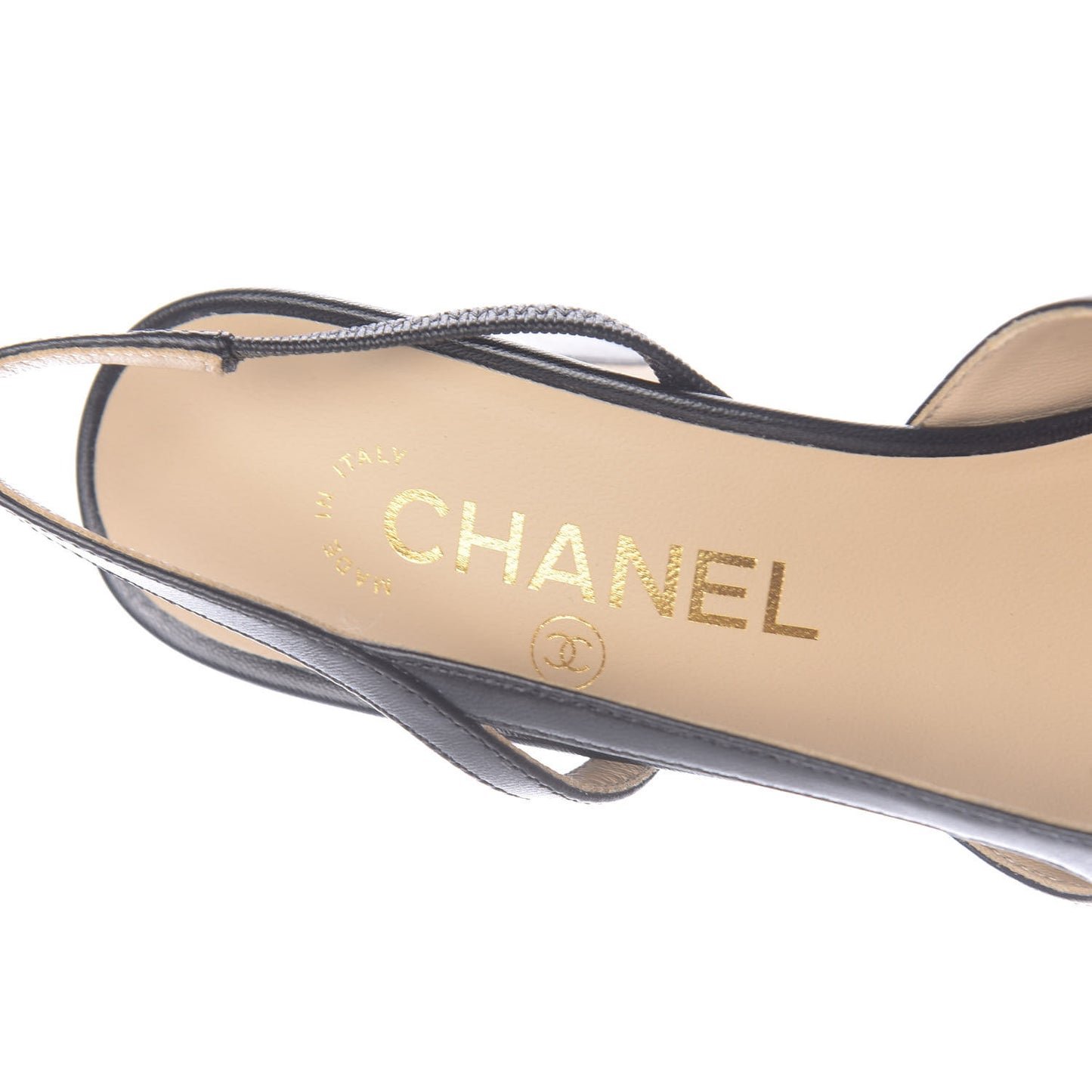 Goatskin Grosgrain Cap Toe CC Slingback Sandals 37 Black