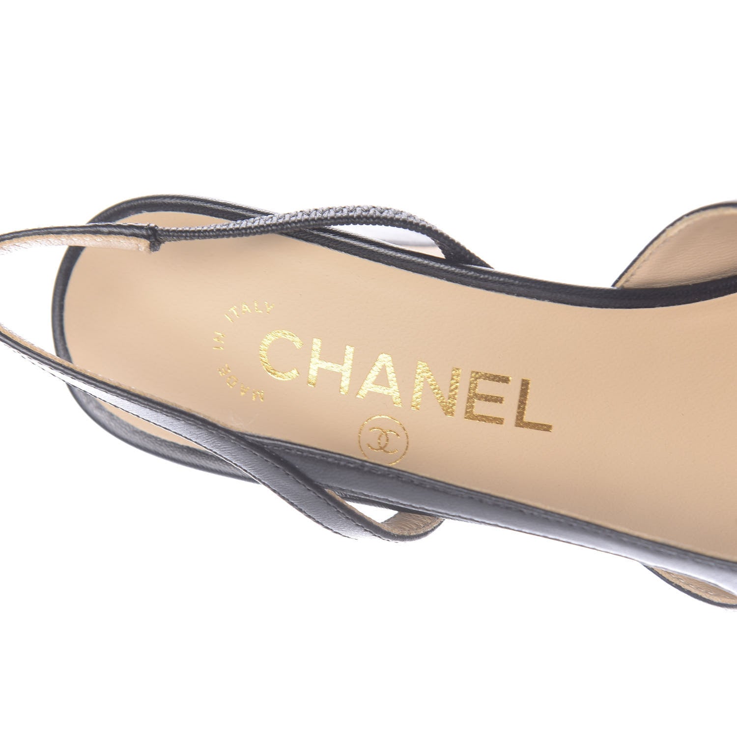 Chanel Goatskin Grosgrain Cap Toe CC Slingback Sandals 37 Black 8 of 12