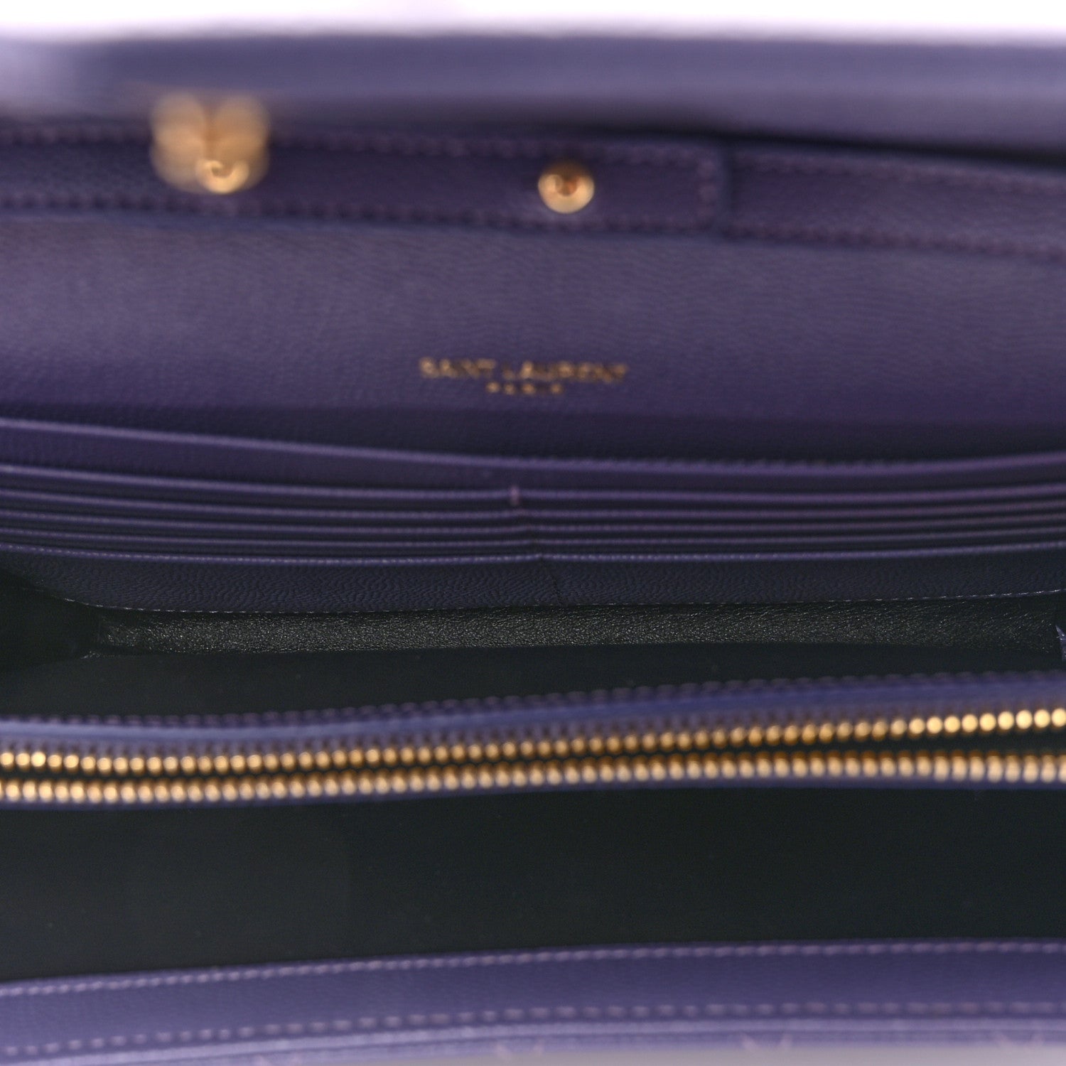 Saint Laurent Grain De Poudre Mixed Matelasse Triquilt Monogram Chain Wallet Dark Wisteria 5 of 10