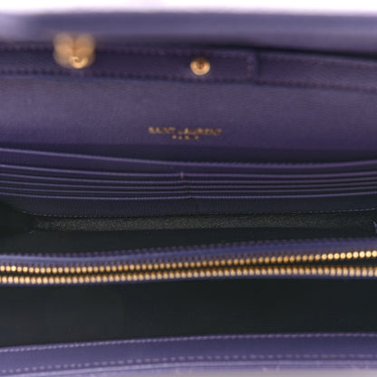 Saint Laurent Grain De Poudre Mixed Matelasse Triquilt Monogram Chain Wallet Dark Wisteria 5 of 10