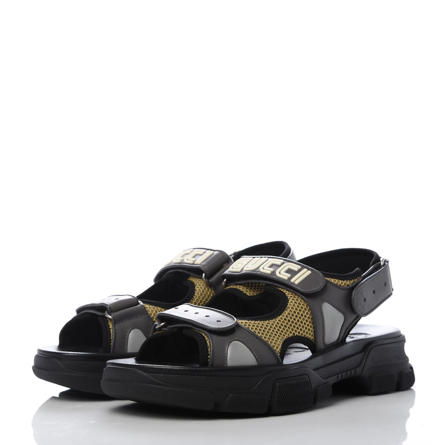 Gucci X SEGA Nappa Mesh Mens Aguru Sandals 9.5 Loess Black 3 of 9