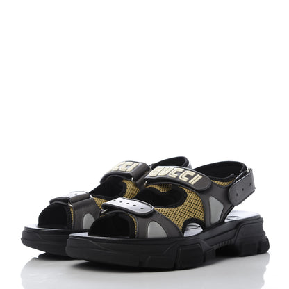 Gucci X SEGA Nappa Mesh Mens Aguru Sandals 9.5 Loess Black 3 of 9