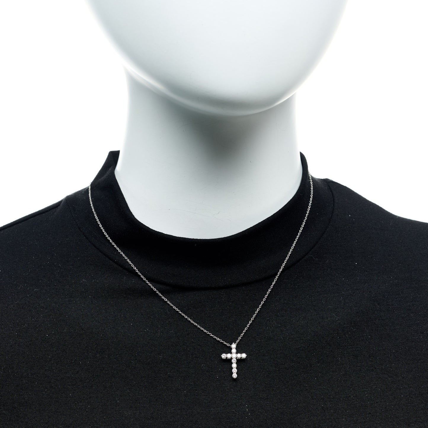 Platinum Diamond Small Cross Pendant Necklace