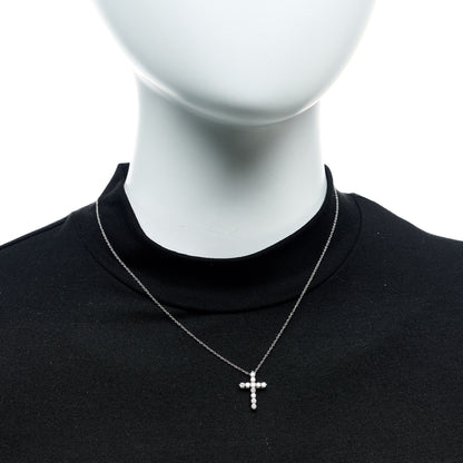Tiffany Platinum Diamond Small Cross Pendant Necklace 2 of 7