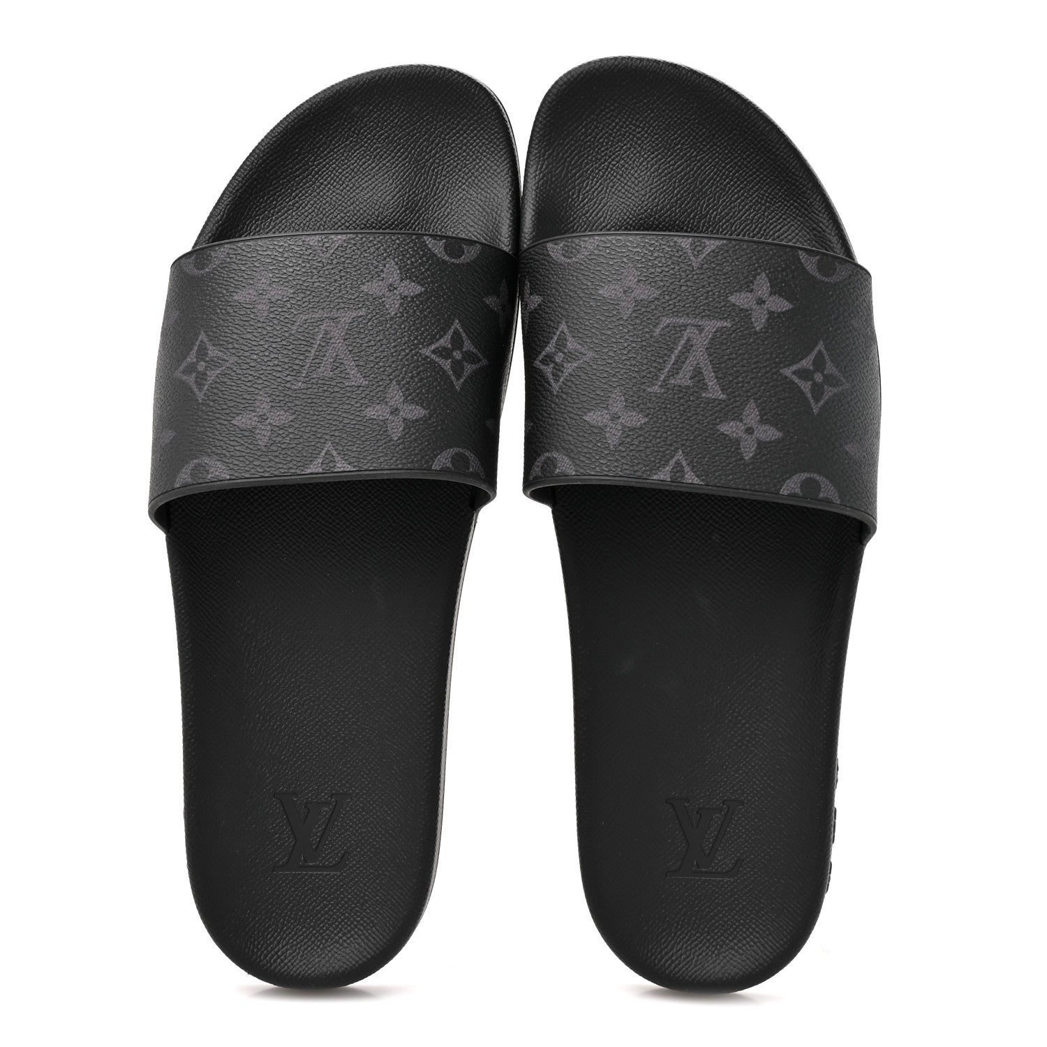 Louis Vuitton Rubber Monogram Eclipse Mens Waterfront Mules 10 Black 2 of 9