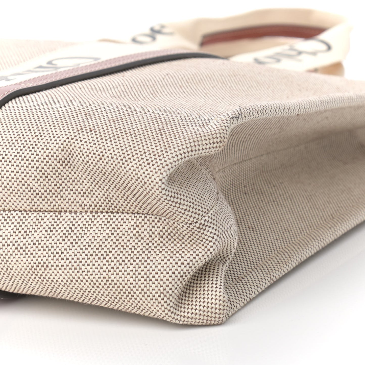 Cotton Calfskin Large Woody Ribbon Tote White Brown