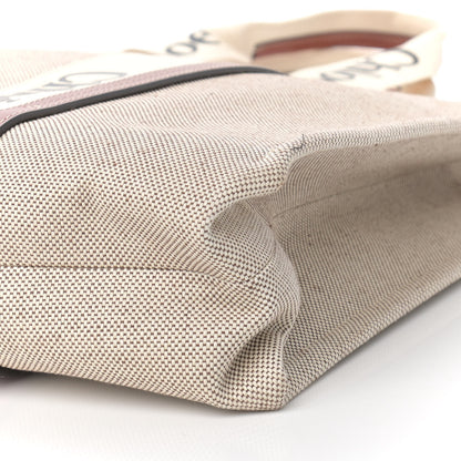 Chloe Cotton Calfskin Large Woody Ribbon Tote White Brown 9 of 9