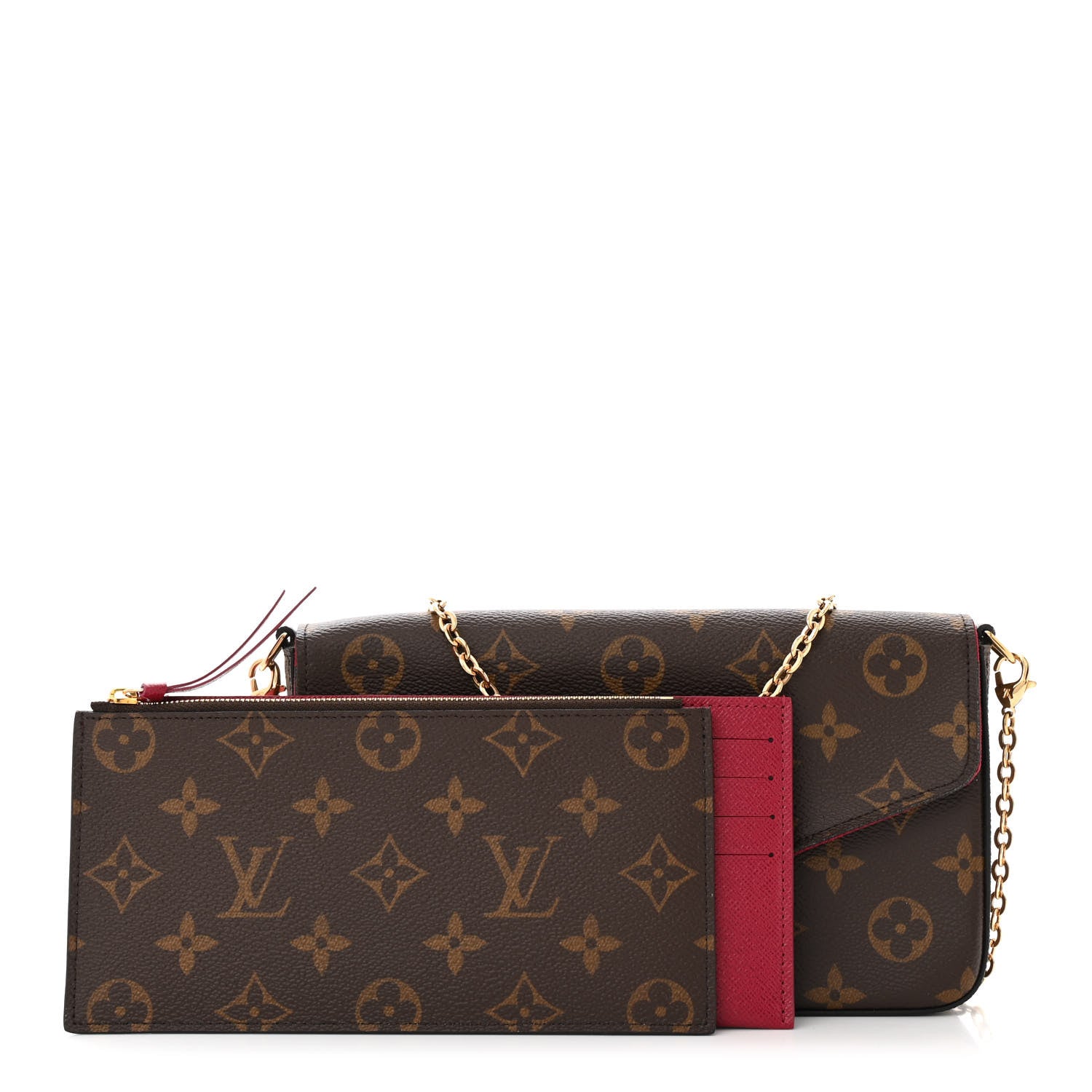 Louis Vuitton Monogram Pochette Felicie Chain Wallet Fuchsia 3 of 13
