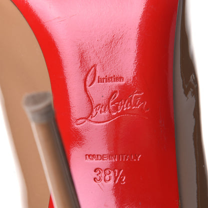Christian Louboutin Patent 100 Peep Toe Pumps 38.5 Nude 8 of 9