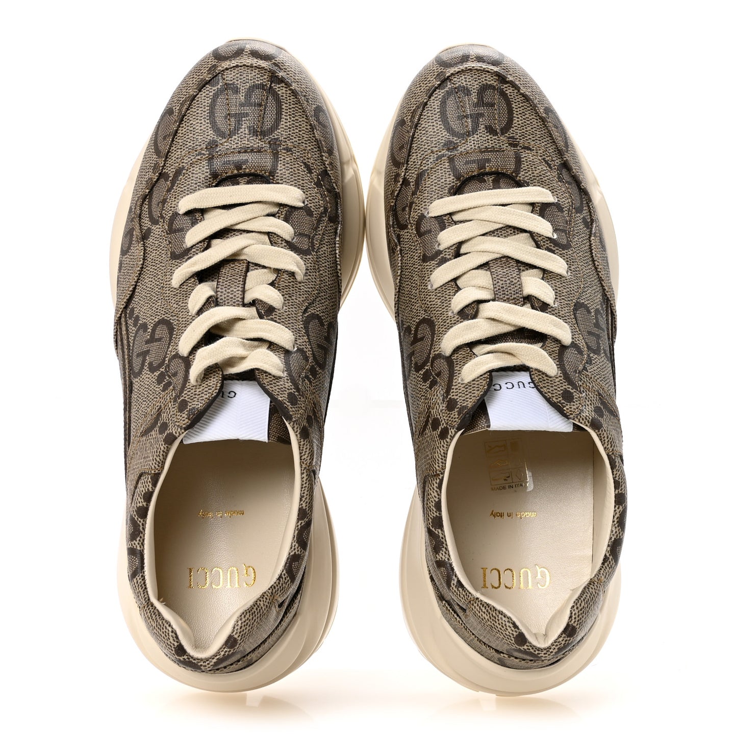 Maxi GG Supreme Monogram Gucci 100 Womens Rhyton Sneakers 40 Beige Ebony
