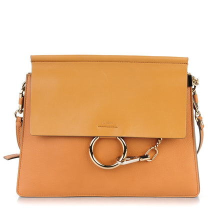 Chloe Grained Calfskin Smooth Lambskin Medium Faye Shoulder Bag Milky Coffee 1 of 6