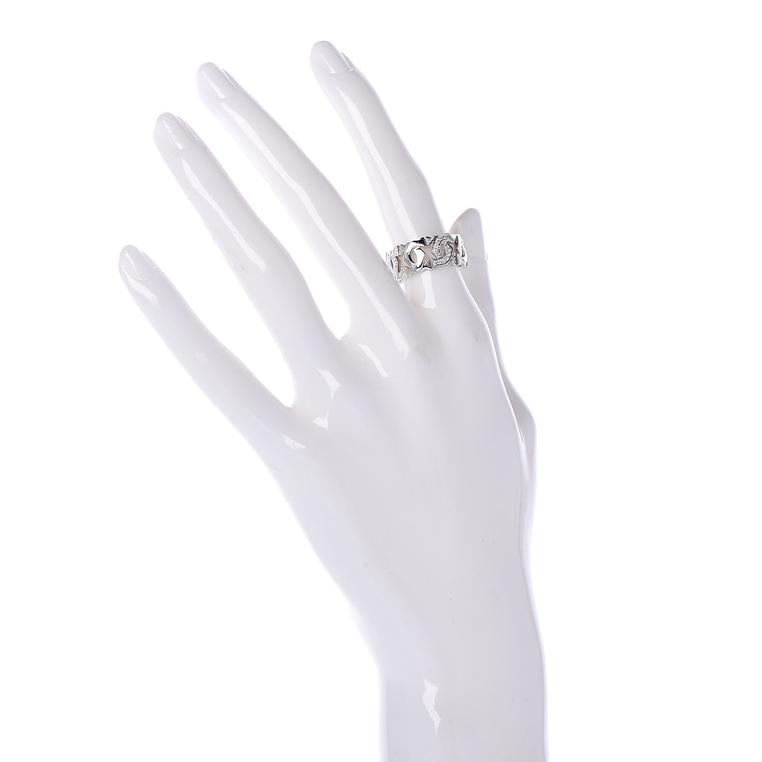 Cartier 18K White Gold Diamond Entrelaces Ring 50 5.25 2 of 5