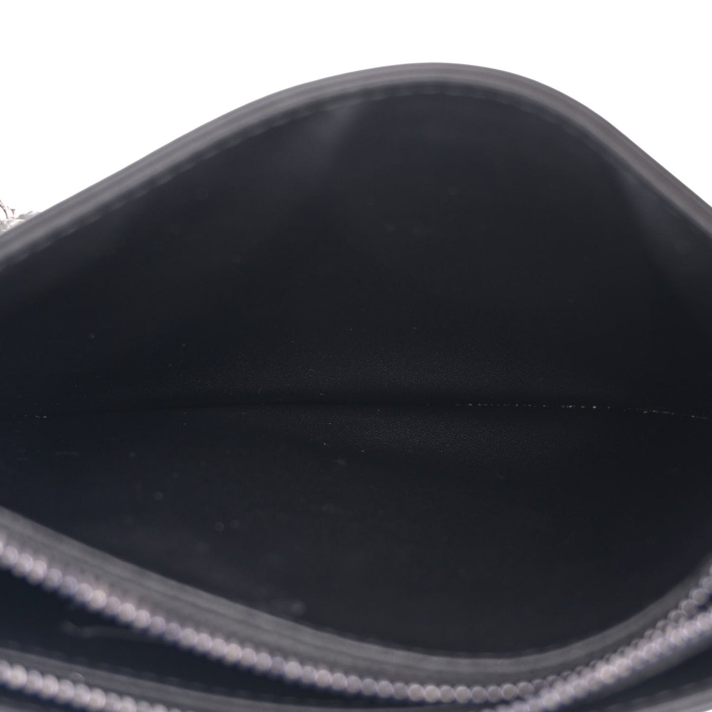 Calfskin Macrocannage Diamond Caro Zipped Pouch With Chain Black