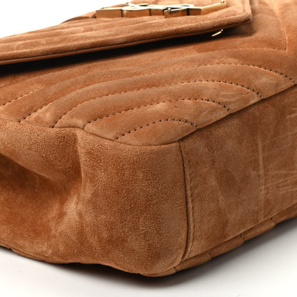 Saint Laurent Suede Matelasse Chevron Monogram Medium College Bag Cinnamon 7 of 9