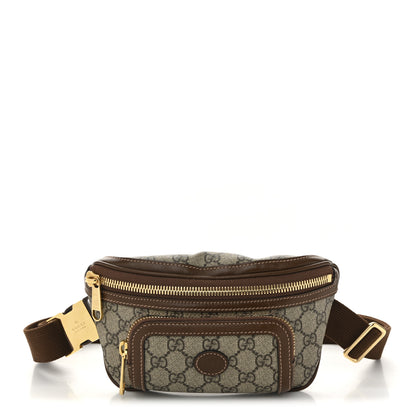 Gucci GG Supreme Monogram Textured Calfskin Retro Interlocking G Belt Bag Beige Ebony Brown Sugar 1 of 10