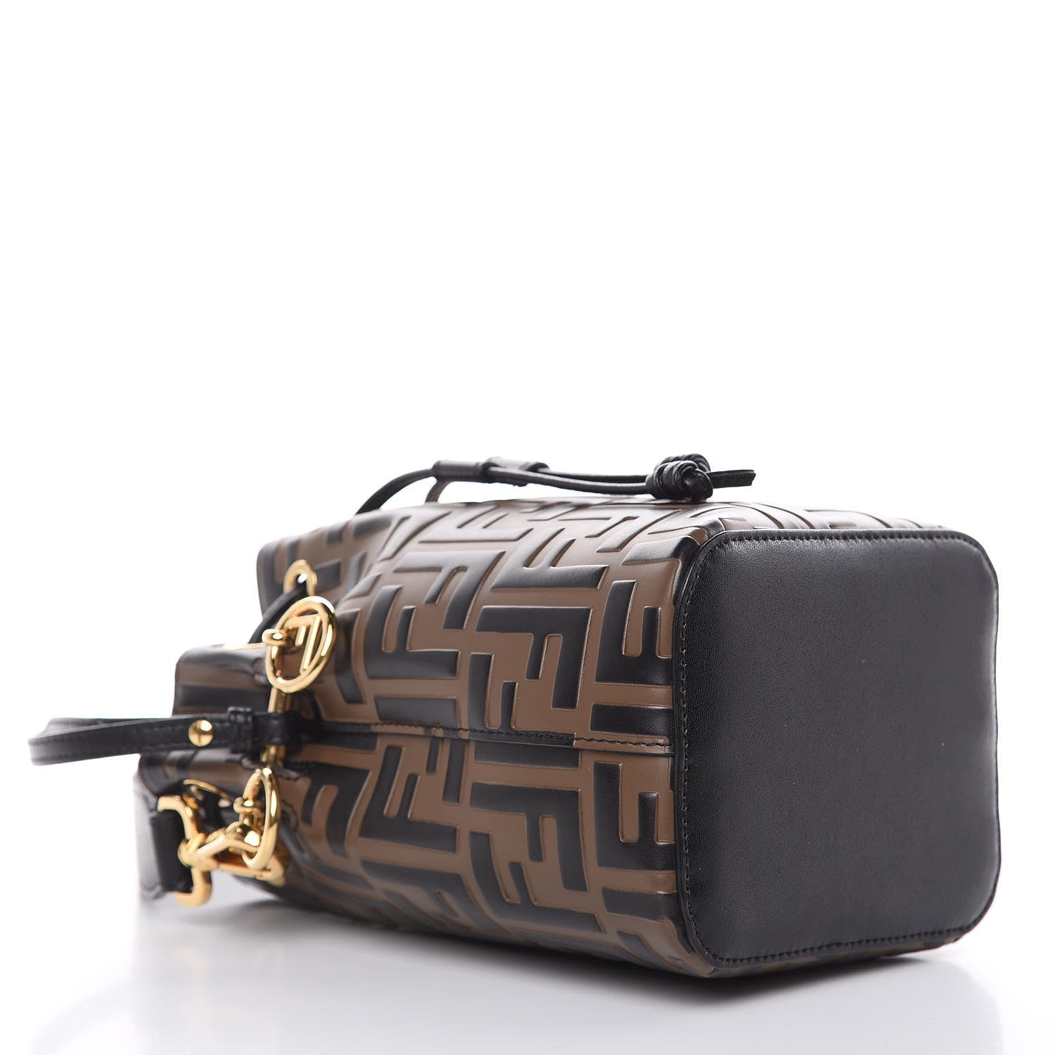 Fendi Vitello Liberty F is Fendi Bi-Color FF 1974 Embossed Mini Mon Tresor Bucket Bag Maya Black 4 of 11