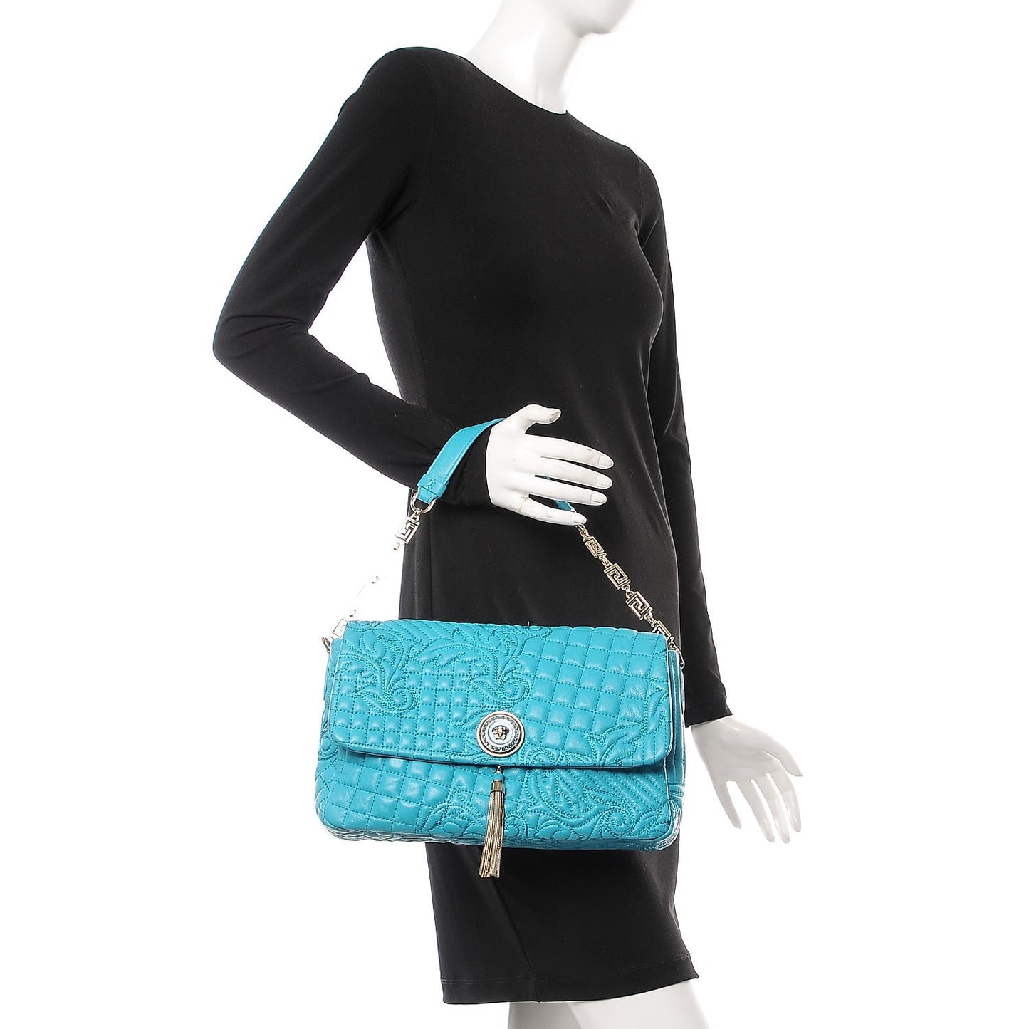 Nappa Barocco Quilted Vanitas Medea Shoulder Bag Blue