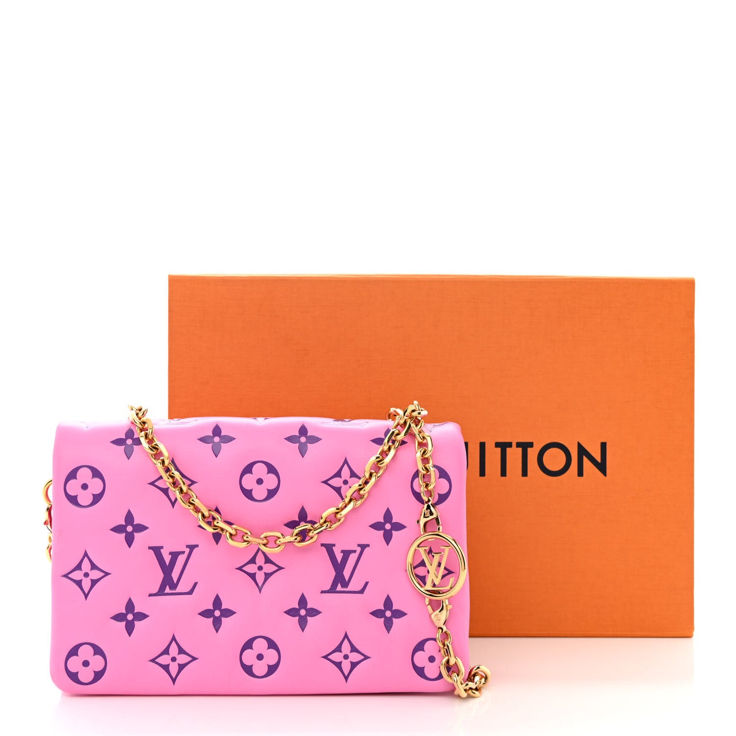 Lambskin Embossed Monogram Vuittamins Pochette Coussin Rose Violet
