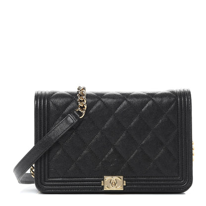 Chanel Caviar Quilted Boy Wallet On Chain WOC Black 1 of 15