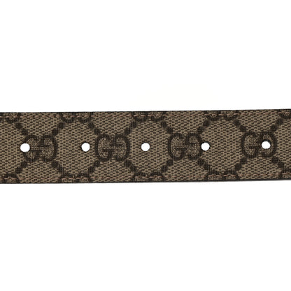 Gucci GG Supreme Monogram Textured Dollar Calfskin Squared Interlocking G 30mm Reversible Belt 95 38 Beige Ebony New Acero 3 of 6