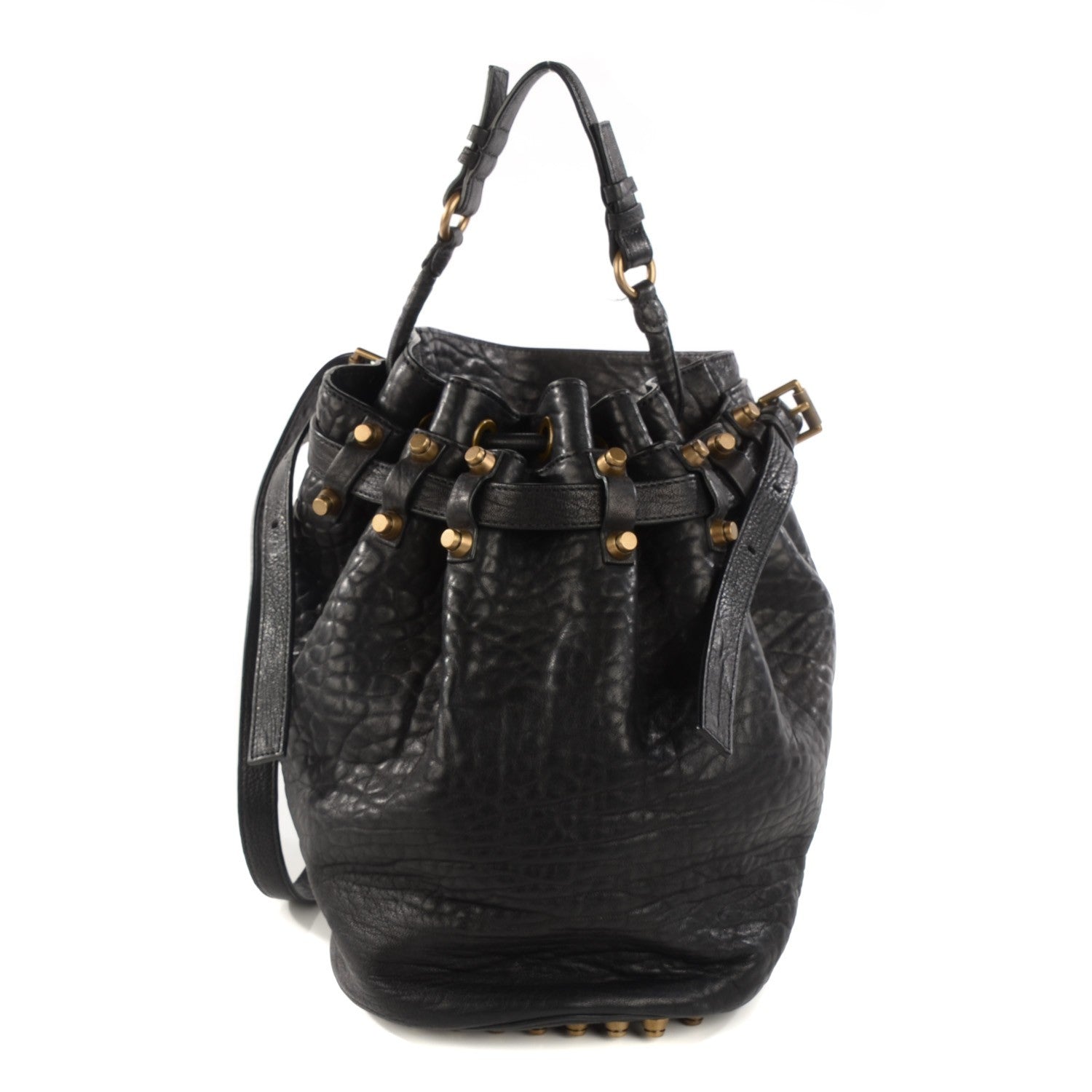 Alexander Wang Pebbled Lambskin Diego Bucket Bag Black Antique Brass Hardware 1 of 8