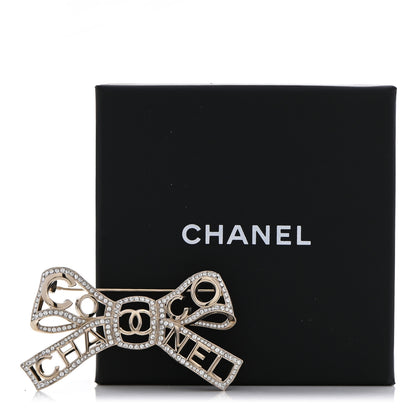 Chanel Metal Crystal Bow-tiful CC Brooch Gold 6 of 6