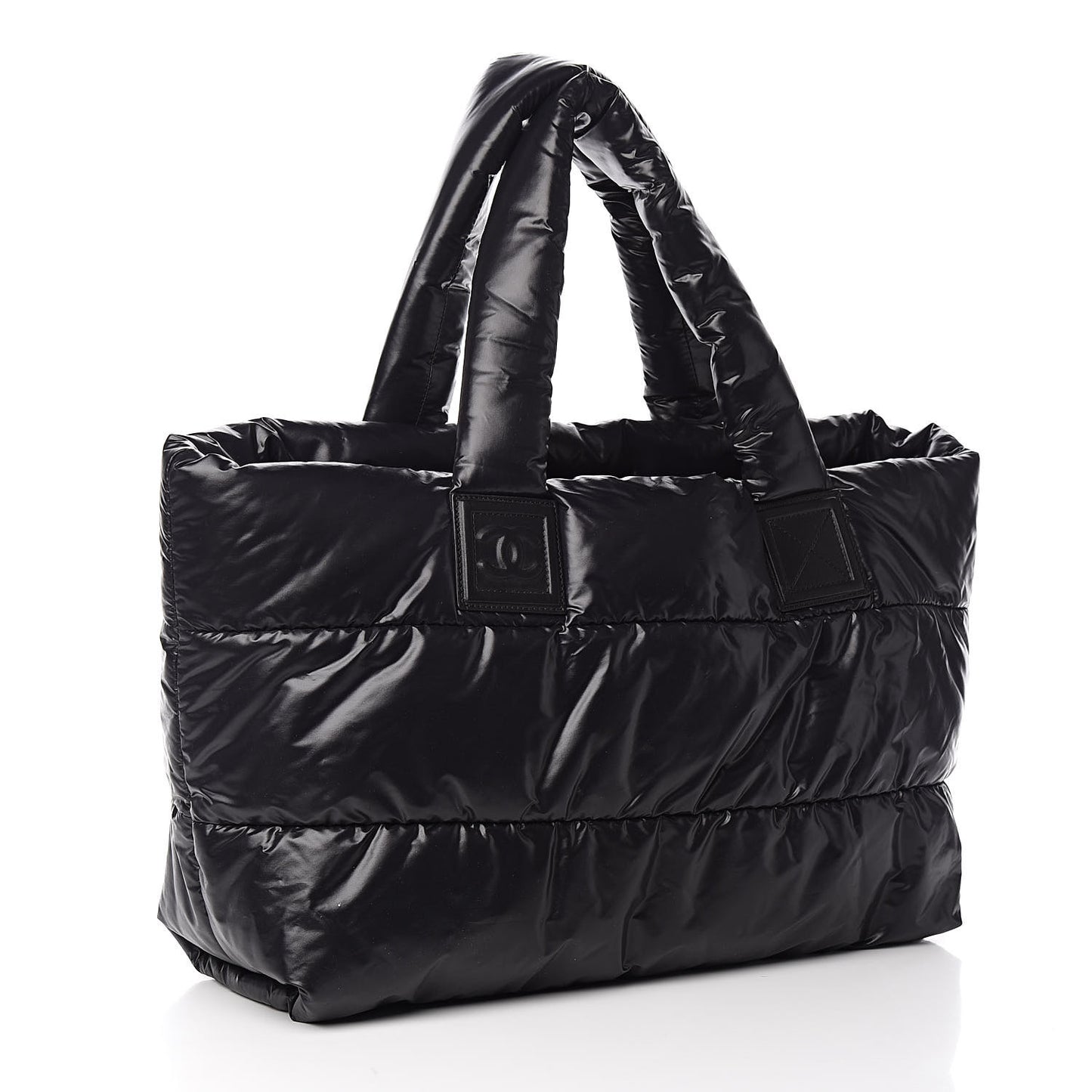 Nylon Quilted Medium Coco Cocoon Reversible Tote Black