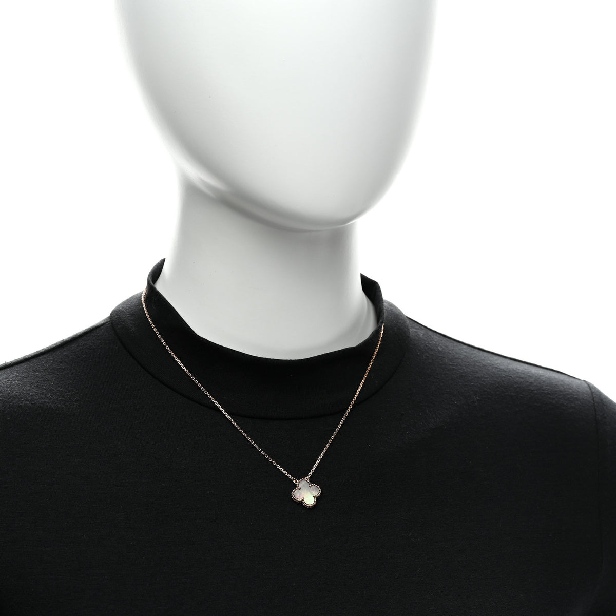 Van Cleef & Arpels 18K Rose Gold Gray Mother of Pearl Vintage Alhambra Pendant Necklace 2 of 6