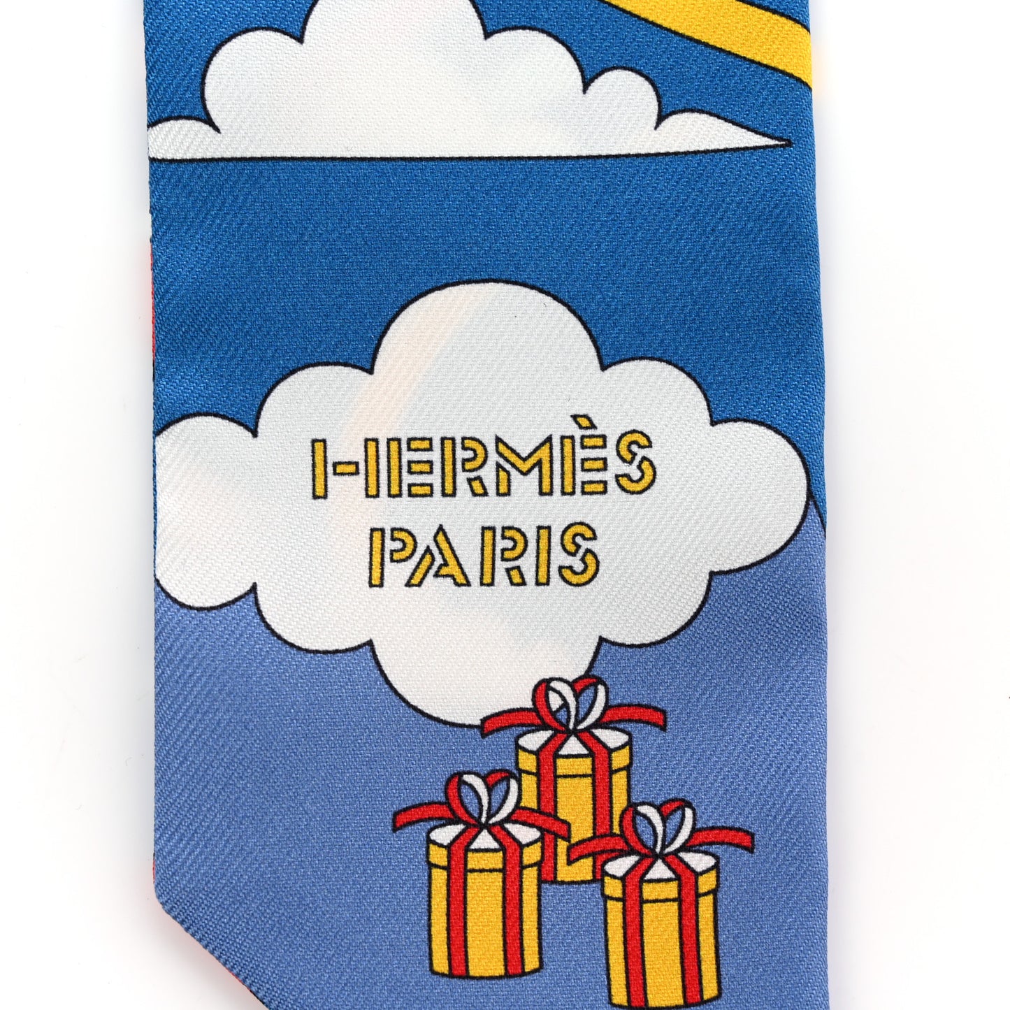 Silk Carres Volants Twilly Bleu Jaune Vif Multicolor