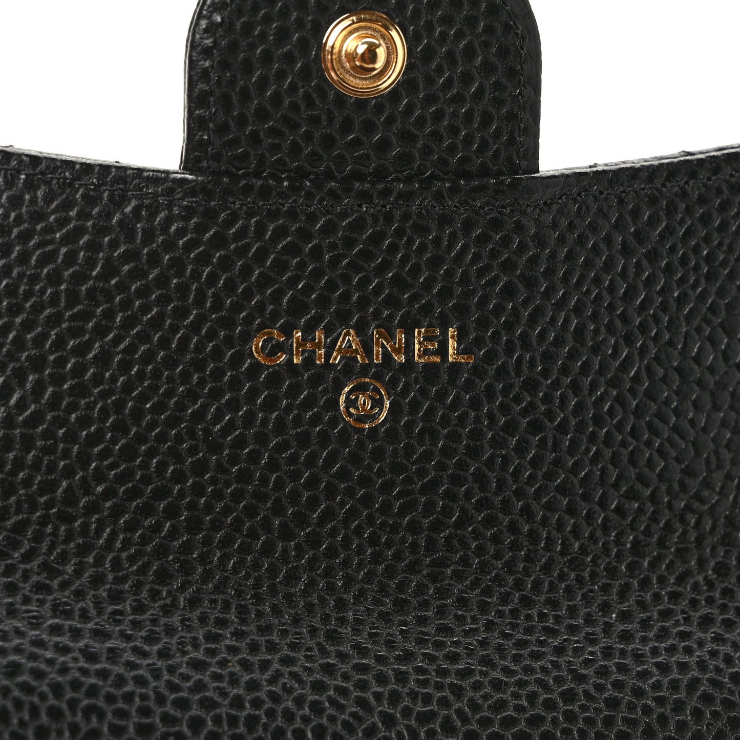 Caviar Quilted Flap Card Holder Wallet Black