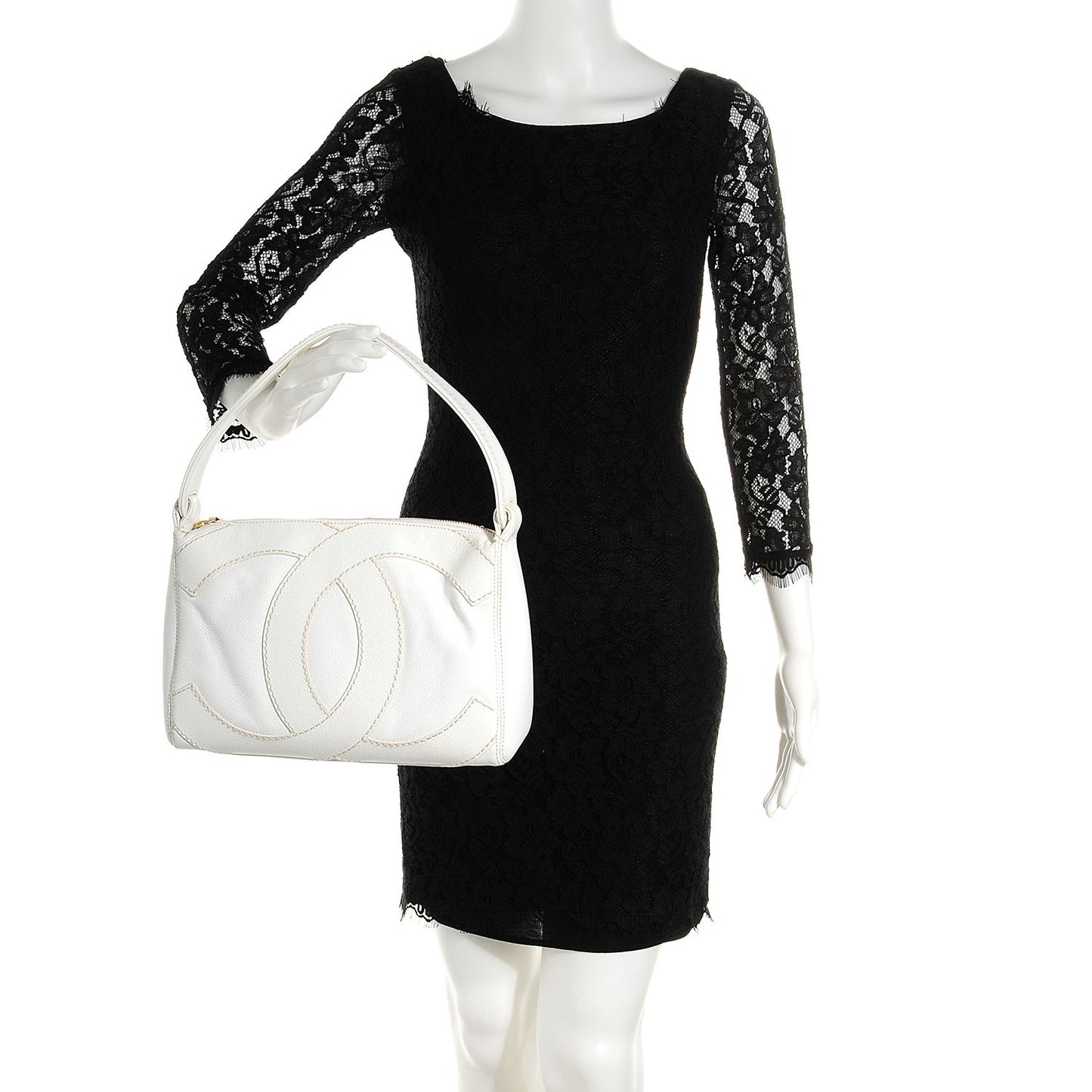 Caviar CC Stitched Hobo White