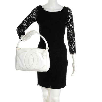 Chanel Caviar CC Stitched Hobo White 2 of 8