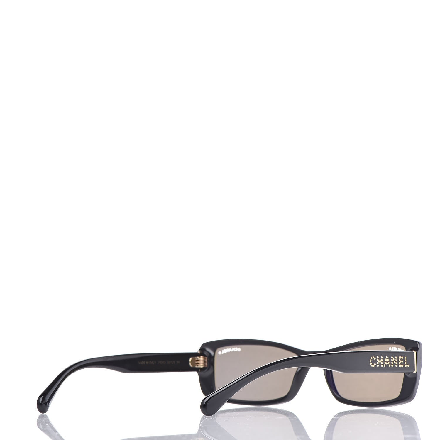 Chanel Rectangle Sunglasses S0129 Black Gold Glitter 4 of 8