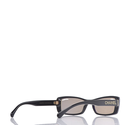 Chanel Rectangle Sunglasses S0129 Black Gold Glitter 4 of 8