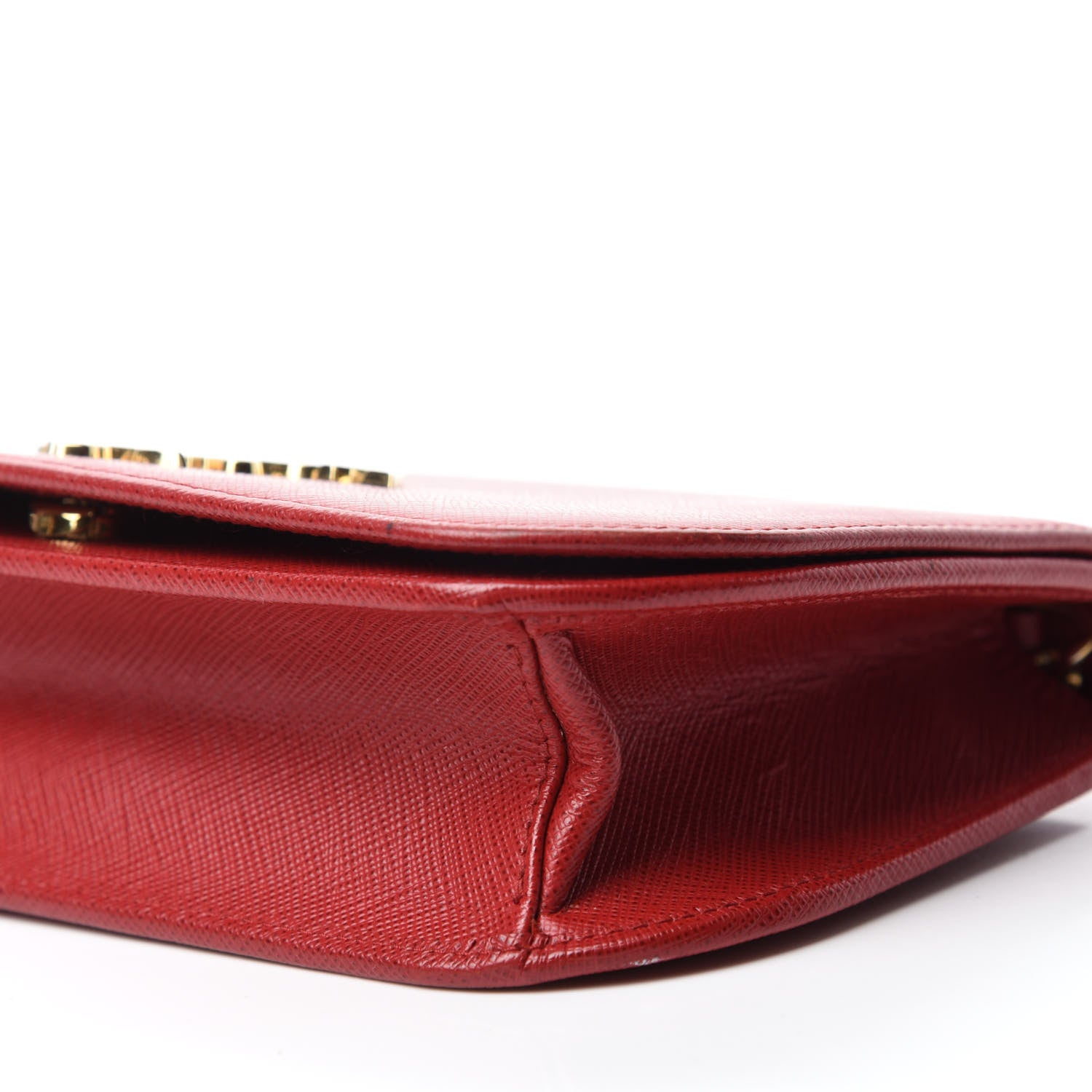 Prada Saffiano Chain Wallet Fuoco 7 of 9