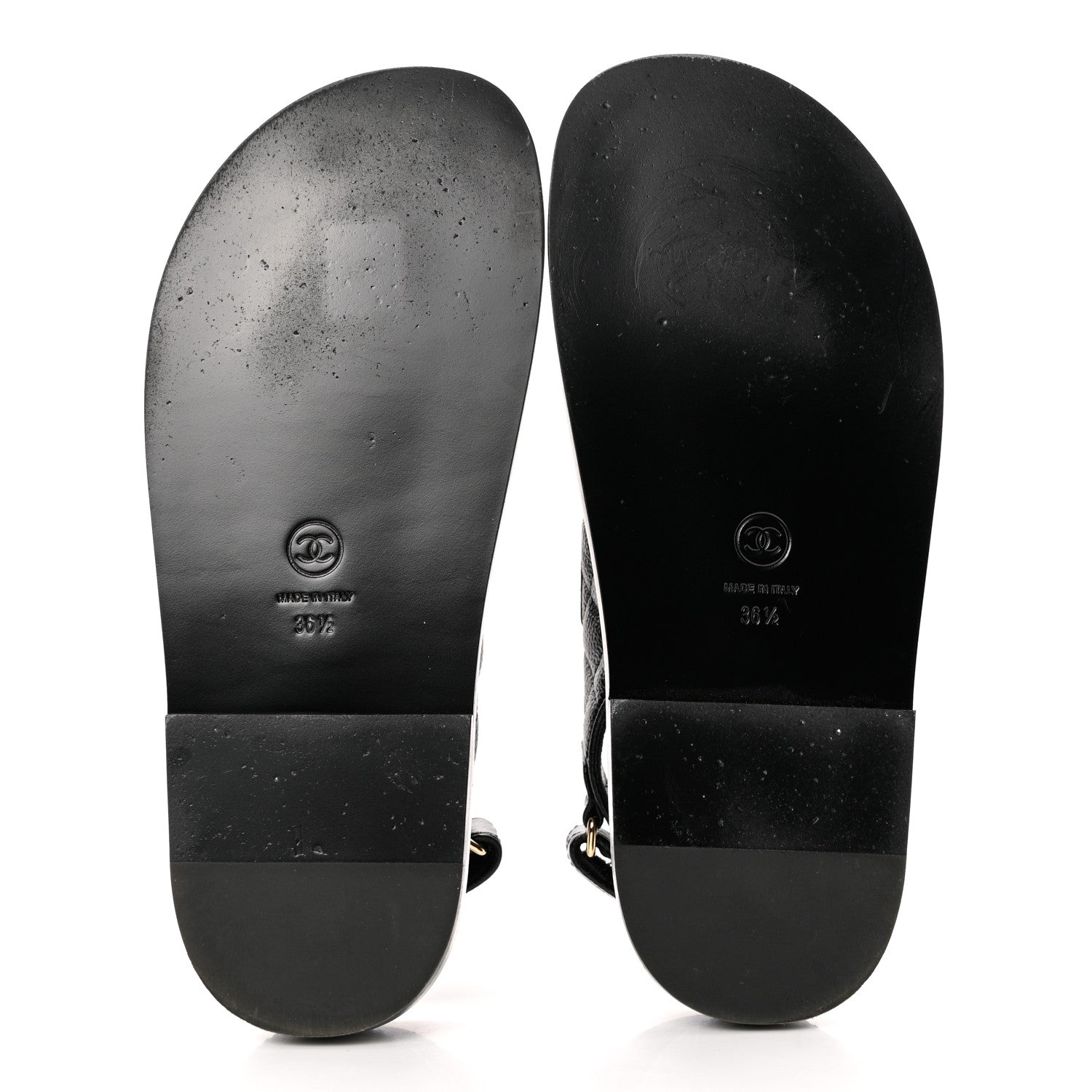 Chanel Grained Calfskin Velcro Dad Sandals 36.5 Black 5 of 9