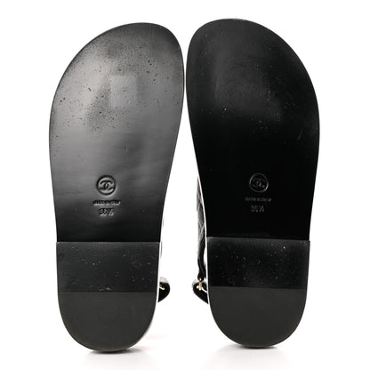 Chanel Grained Calfskin Velcro Dad Sandals 36.5 Black 5 of 9