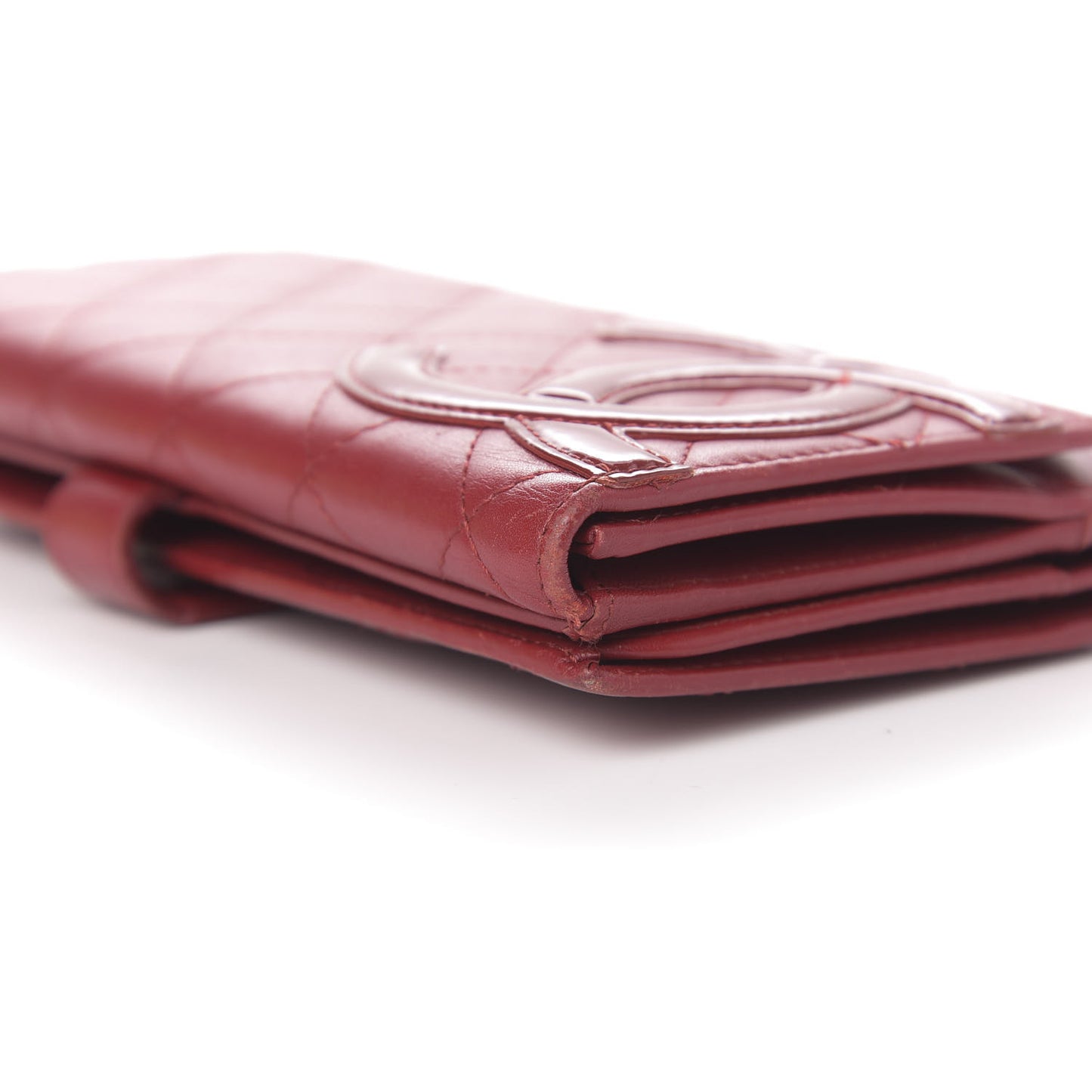 Calfskin Quilted Cambon Long Double Wallet Red