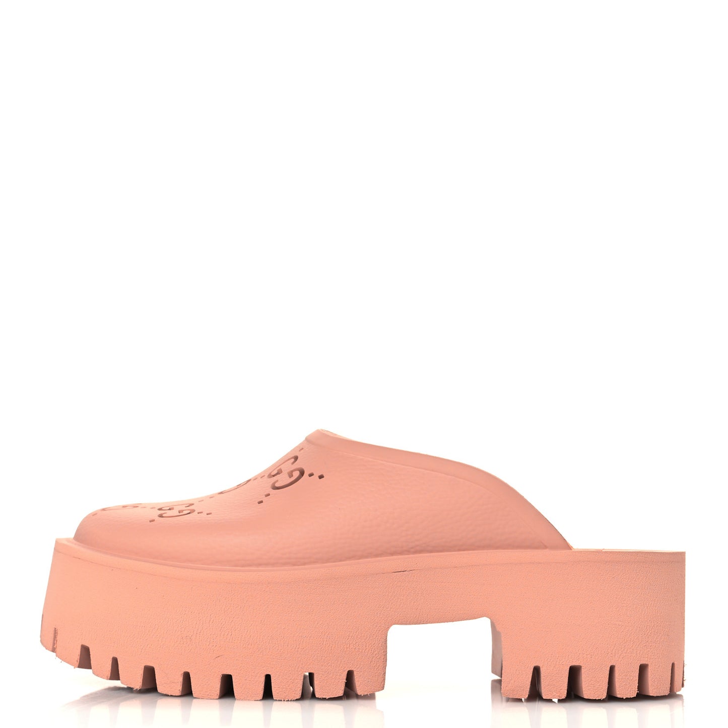 Rubber GG Monogram Perforated Elea Platform 55mm Lug Sole Sandals 37 Peachy Chic