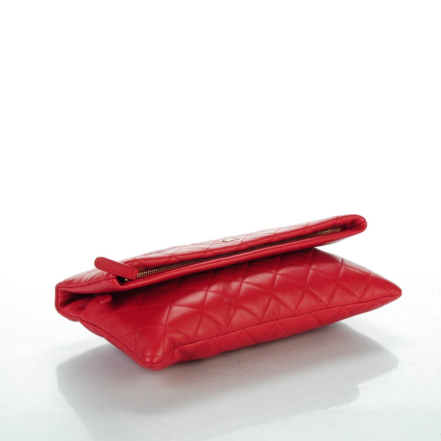 Chanel Lambskin Quilted CC Beauty Clutch Red 4 of 7