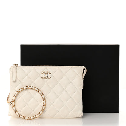 Chanel Shiny Crumpled Calfskin Quilted Clutch Bag White 11 of 11