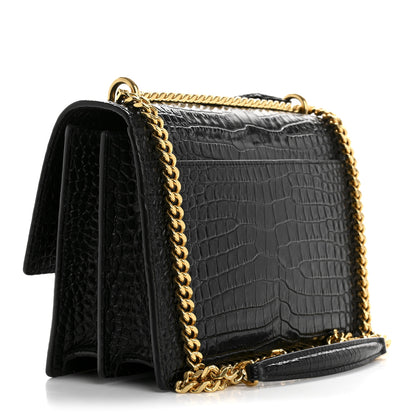 Saint Laurent Calfskin Crocodile Embossed Medium Monogram Sunset Black 3 of 14