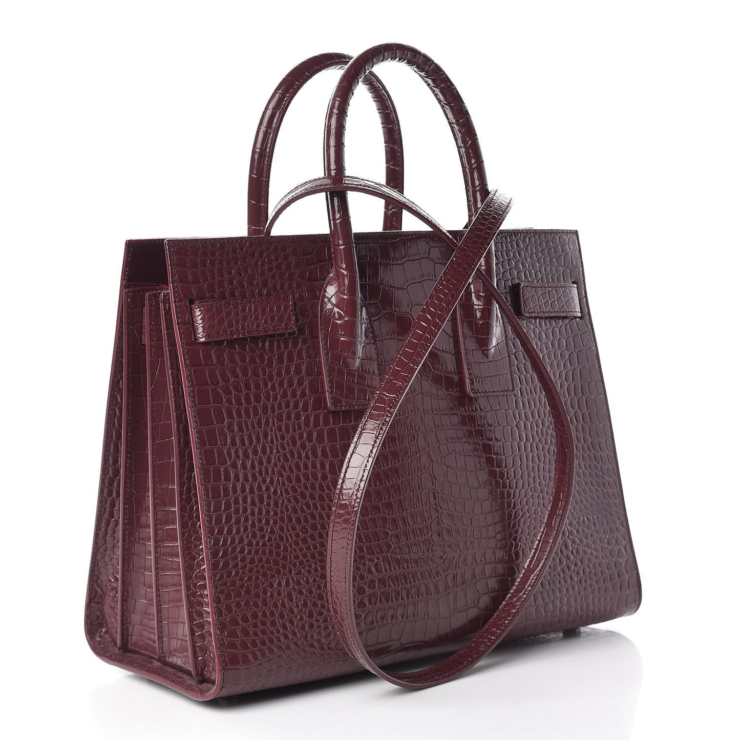 Calfskin Crocodile Embossed Small Sac de Jour Rouge Legion