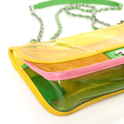 Chanel PVC Lambskin Stitched Medium Coco Splash Flap Yellow Green Pink 8 of 9